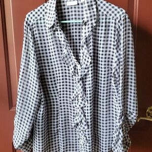 New York & Company Black and White Gingham Shirt